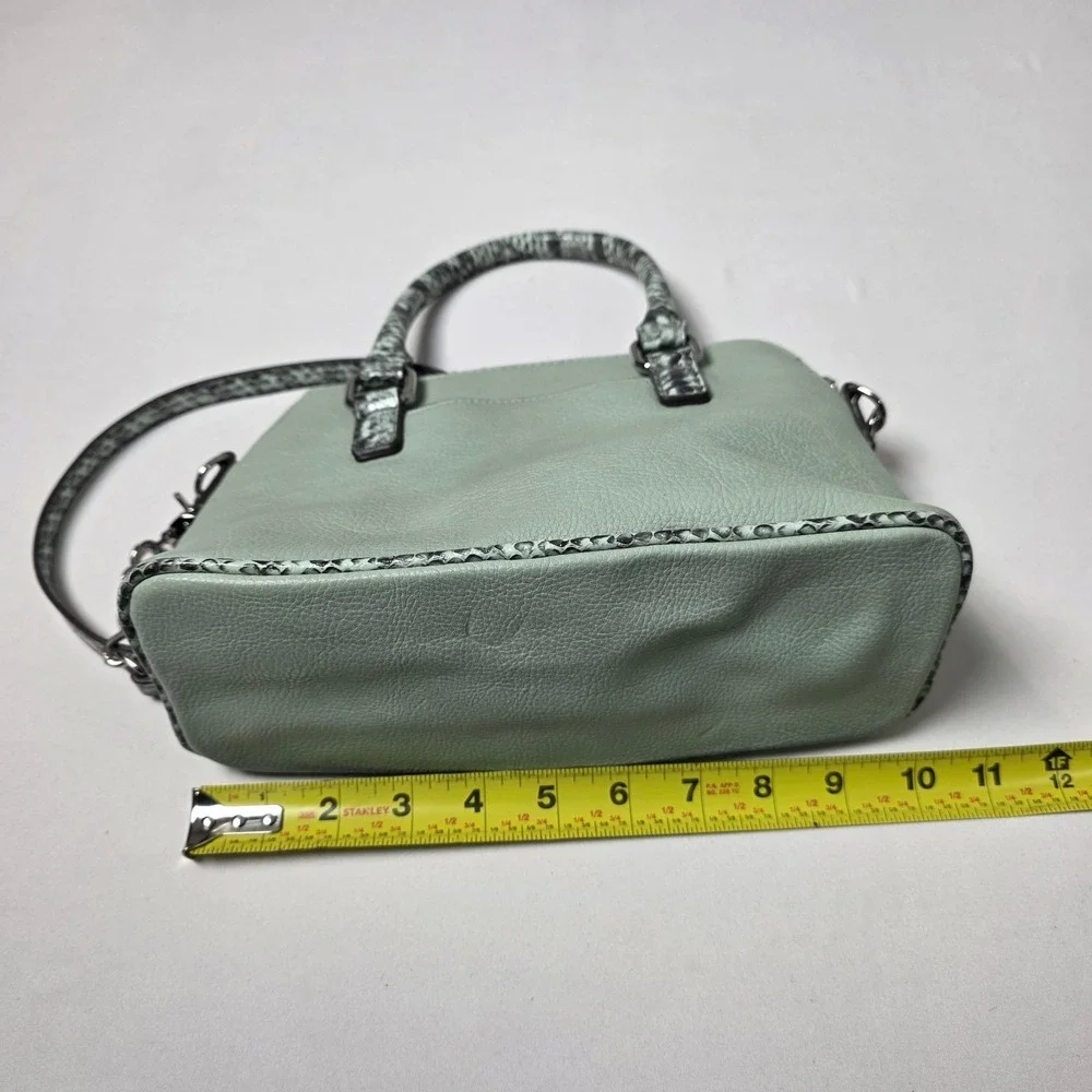 Liz Claiborne Mini Satchel Dome‎ Crossbody Bag Medium Mint Green Snakeskin Trim